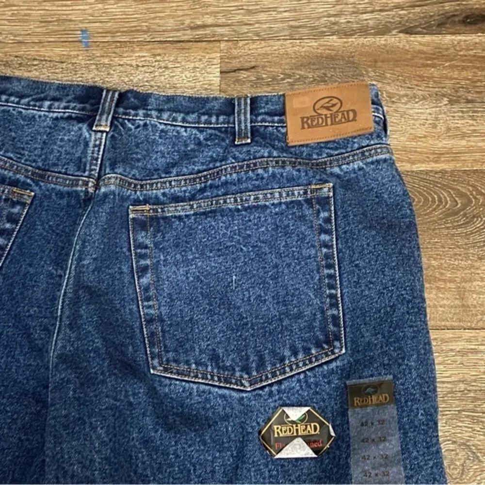 RedHead Jeans Mens Size 42X32 Flannel Lined Blue New‎ Button Fly Zip